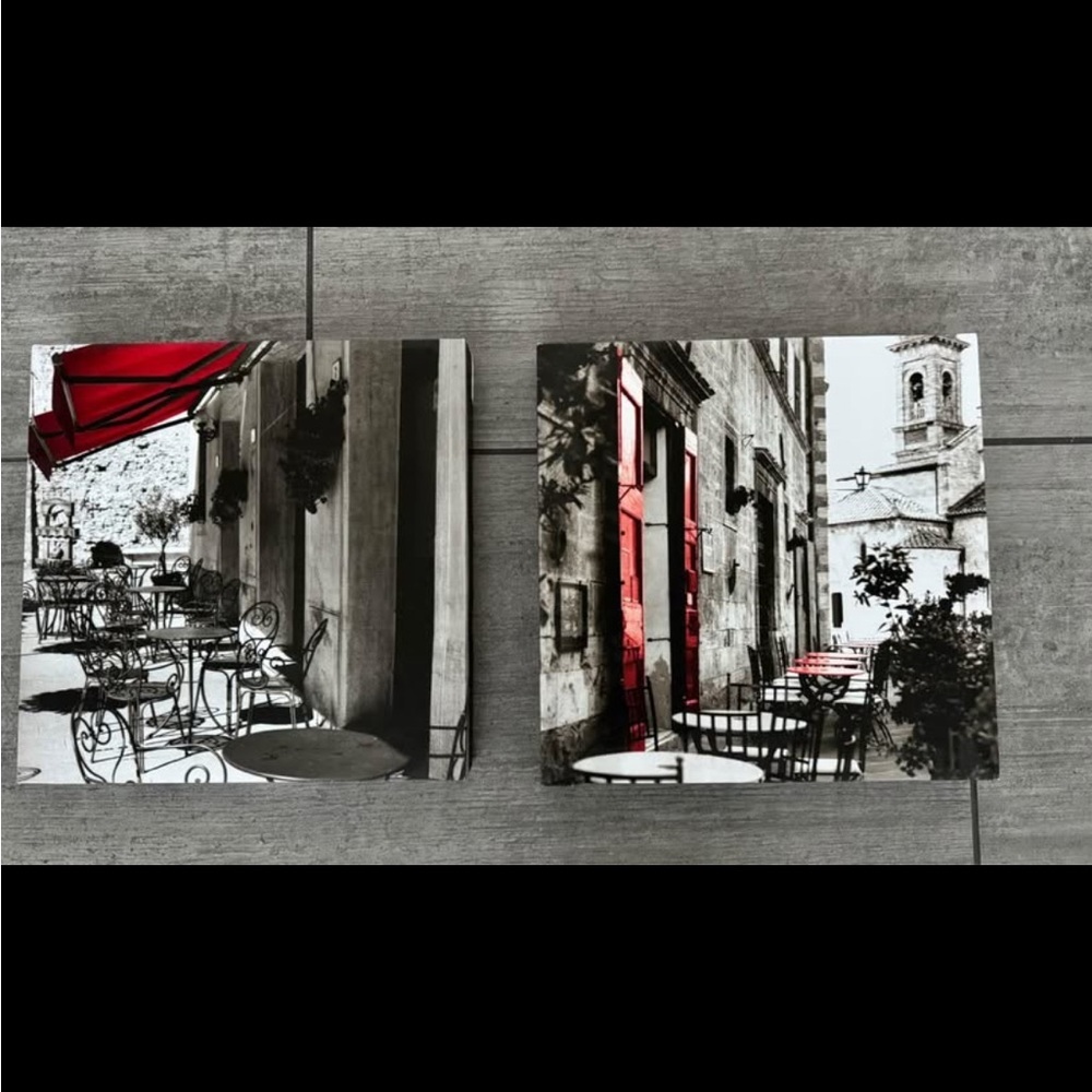 Red and Black Outdoor Cafe Canvas Art